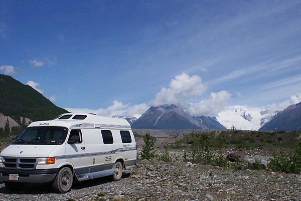 Camping in view of Kennicott glacier