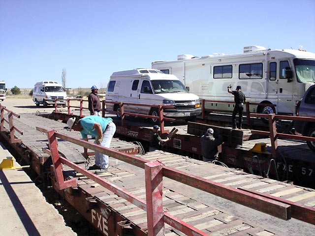 Loading the RVs on the Copper Canyon Train